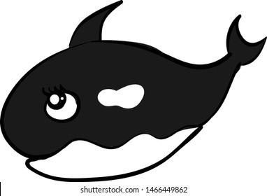 Happy killer whale, illustration, vector on white background.