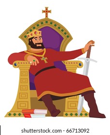Happy king resting in his throne.  svg