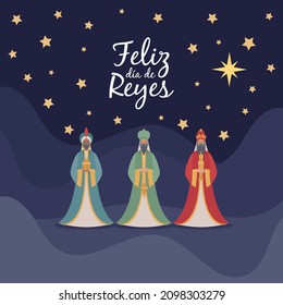 Happy king's day. Epiphany greeting card. Three wise men. 