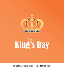 Happy King's Day vector illustration. Fijne Koningsdag, Netherlands National day.