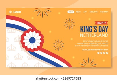 Happy Kings Netherlands Day Social Media Landing Page Mano dibujando plantilla de fondo Ilustración