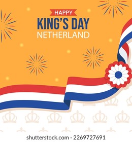 Happy Kings Netherlands Day Medios Sociales Antecedentes Ilustración Dibujo de plantillas a mano