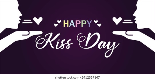 Happy Kiss Day Beautiful Text illustration Design