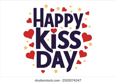 Happy kiss day silhouette vector style with white background