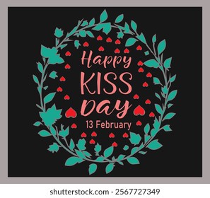 Happy kiss day silhouette vector style 