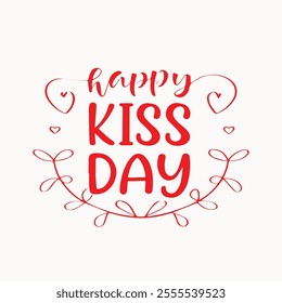 Happy kiss day text efact illustration