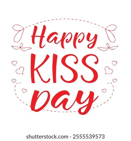 Happy kiss day text efact illustration