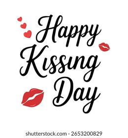 Happy kissing day. A handwritten quote. Banner, postcard.  Vector flat illustration
