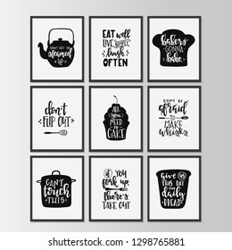 Happy kitchen drawn typography poster. Conceptual handwritten phrase Home and Family T shirt hand lettered calligraphic design. Inspirational vector