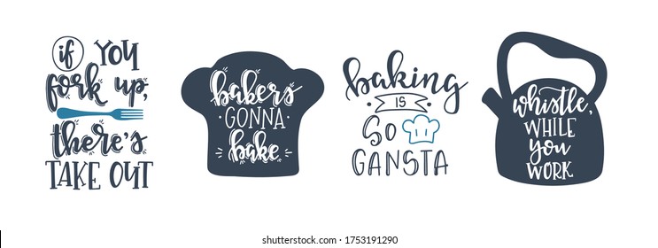 Happy kitchen drawn typography poster. Conceptual handwritten phrase Home and Family T shirt hand lettered calligraphic design. Inspirational vector