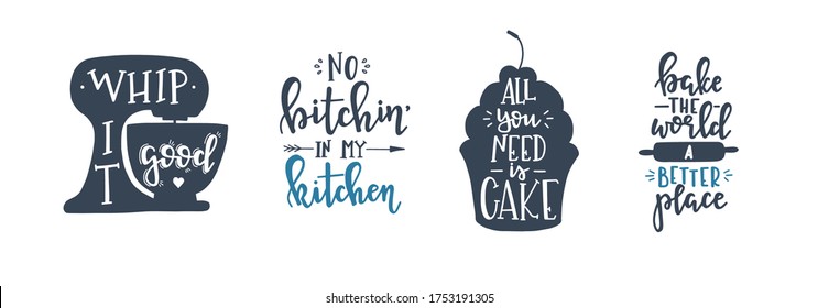 Happy kitchen drawn typography poster. Conceptual handwritten phrase Home and Family T shirt hand lettered calligraphic design. Inspirational vector