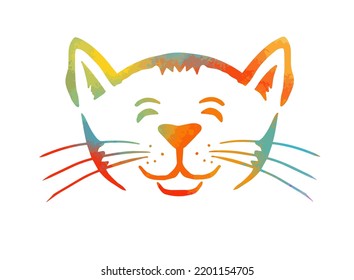 gatito feliz. Cara alegre de color de un gato. Ilustración del vector