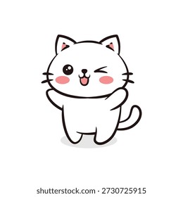 Um gatinho feliz piscando brincalhão com um sorriso encantador, adequado para diversão, projetos enérgicos e envolventes.