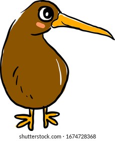 Happy kiwi bird, illustration, vector on white background.
