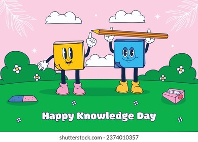 Happy knowledge day celebration. International knowledge day. September 1. knowledge day background. Education. Cartoon Vector illustration for Poster, Banner, Greeting, Card, Template. 1st September.