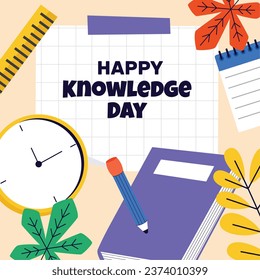 Happy knowledge day celebration. International knowledge day. September 1. knowledge day background. Education. Cartoon Vector illustration for Poster, Banner, Greeting, Card, Template. 1st September.