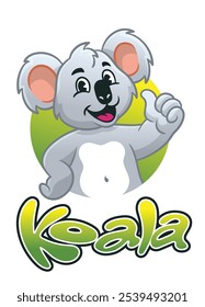 Logotipo feliz do mascote dos desenhos animados Koala