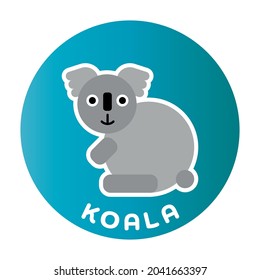 Happy Koala - funny cartoon animal. Children character. Simple vector illustration with dropped shadow.