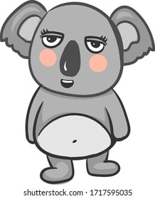Feliz koala, ilustración, vector sobre fondo blanco