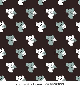 Happy Koala Mother and Child Sweet Hug Vector Pattern can be use for background and apparel design