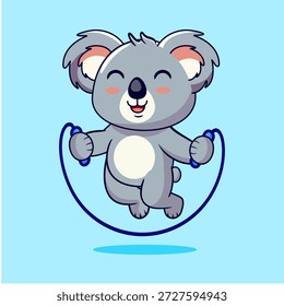 Happy Koala Skipping Rope Vector Illustration Cartoon Design