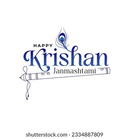 Happy Krishan Janmashtami Typographic Design Vector Illustration