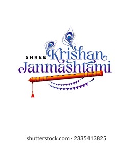 Happy Krishan Janmashtami Typographic Design Vector Illustration