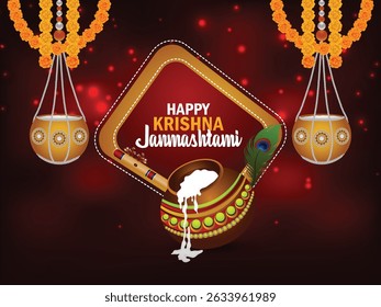 Happy krishna janmashtami background banner