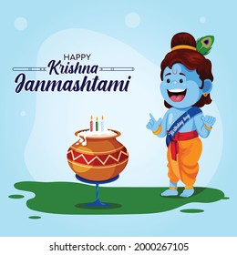 Happy Krishna Janmashtami banner design template.