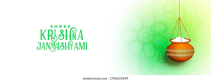 happy krishna janmashtami beautiful festival banner design