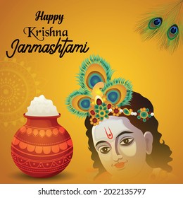 Happy krishna janmashtami celebration greeting card