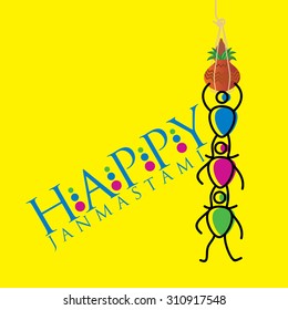 happy krishna janmashtami concept vector illustration