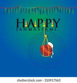 happy krishna janmashtami concept vector illustration