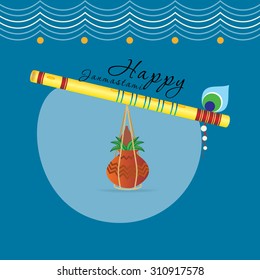 happy krishna janmashtami concept vector illustration