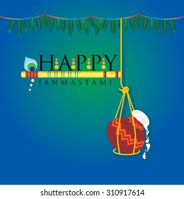 happy krishna janmashtami concept vector illustration