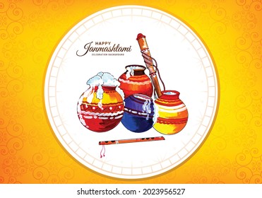 Happy Krishna Janmashtami festival card