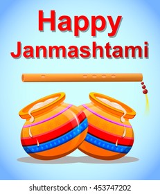 Happy Krishna Janmashtami. Greeting post card. Easy to edit vector illustration