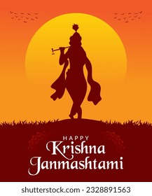 Happy krishna janmashtami hindu festival celebration for social media post vector design.