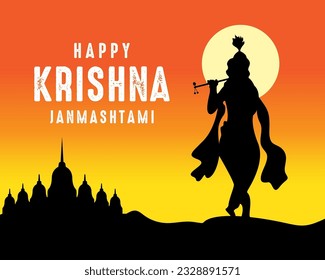 Happy krishna janmashtami hindu festival celebration for social media post vector design.