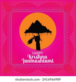 Happy krishna janmashtami hindu festival celebration for social media post vector design.