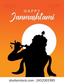 Happy Krishna Janmashtami hindu festival social media post vector illustration.