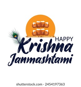 Happy krishna janmashtami hindu festival celebration for social media post vector design.