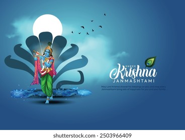 Happy krishna janmashtami hindu festival celebration for social media post vector design.
