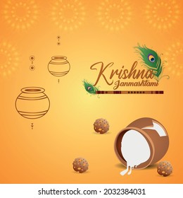 Happy krishna janmashtami indian festival background