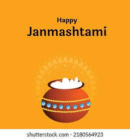 Happy Krishna Janmashtami Indian Hindu Festival Celebration Vector Illustration