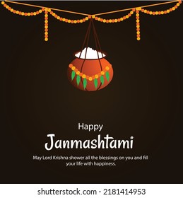 Happy Krishna Janmashtami Indian Hindu Festival Celebration Vector Illustration
