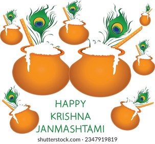 happy krishna janmashtami . Shree krishna janmashtami festival vector