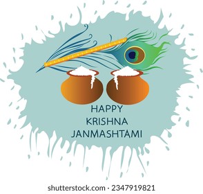 happy krishna janmashtami . Shree krishna janmashtami festival vector