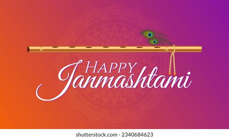 happy krishna janmashtami template design with krishna flute illustration suitable for janmashtami moment on hindu celebration