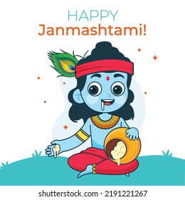 Happy krishna janmashtami vector illustration